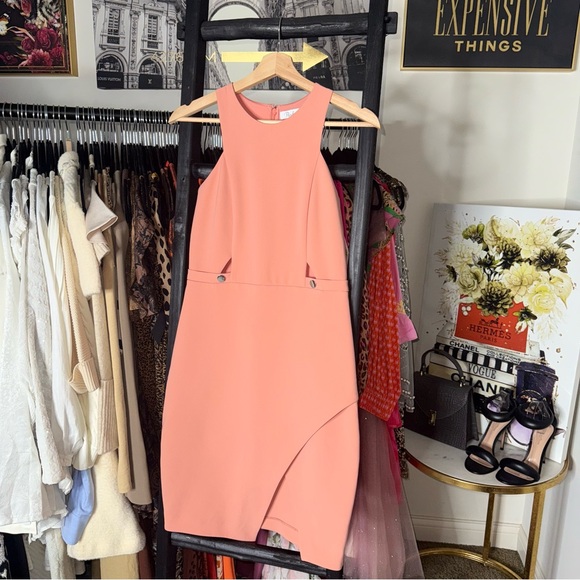 Parker Peach Cutout Sleeveless Sheath Slit Dress Womens Size XS EUC - Picture 2 of 7